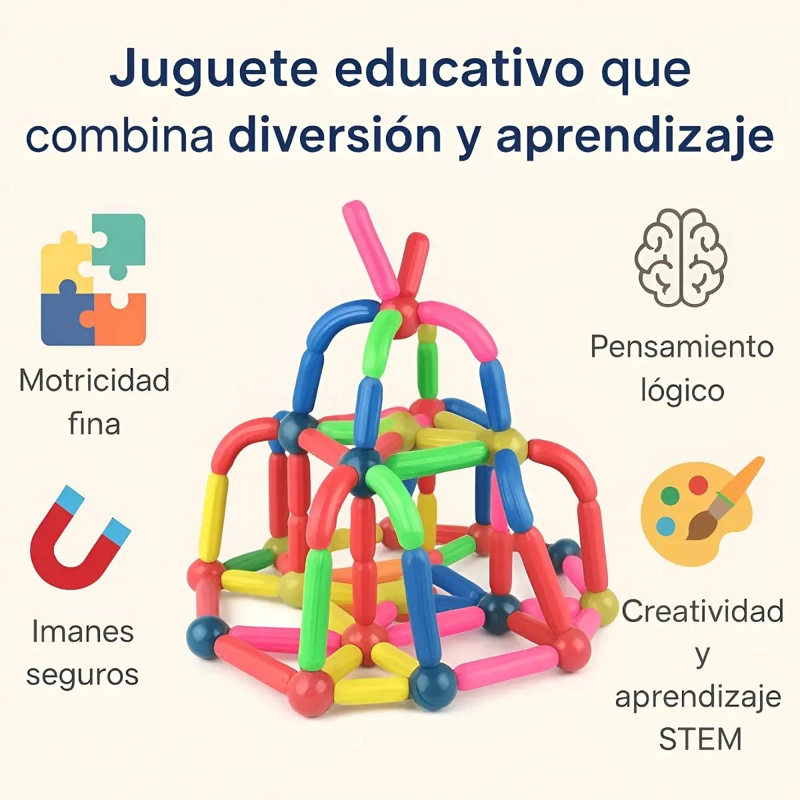 JUGUETE DIDACTICO DE CONSTRUCCION CON 42 BLOQUES MAGNE TICOS - 1