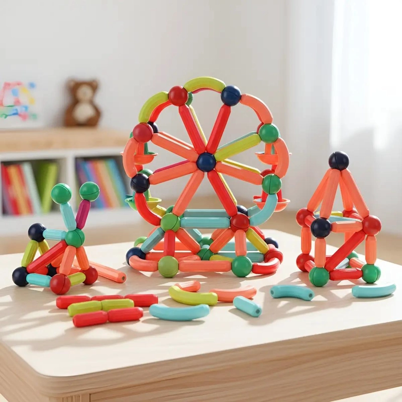 JUGUETE DIDACTICO DE CONSTRUCCION CON 42 BLOQUES MAGNE TICOS - 4