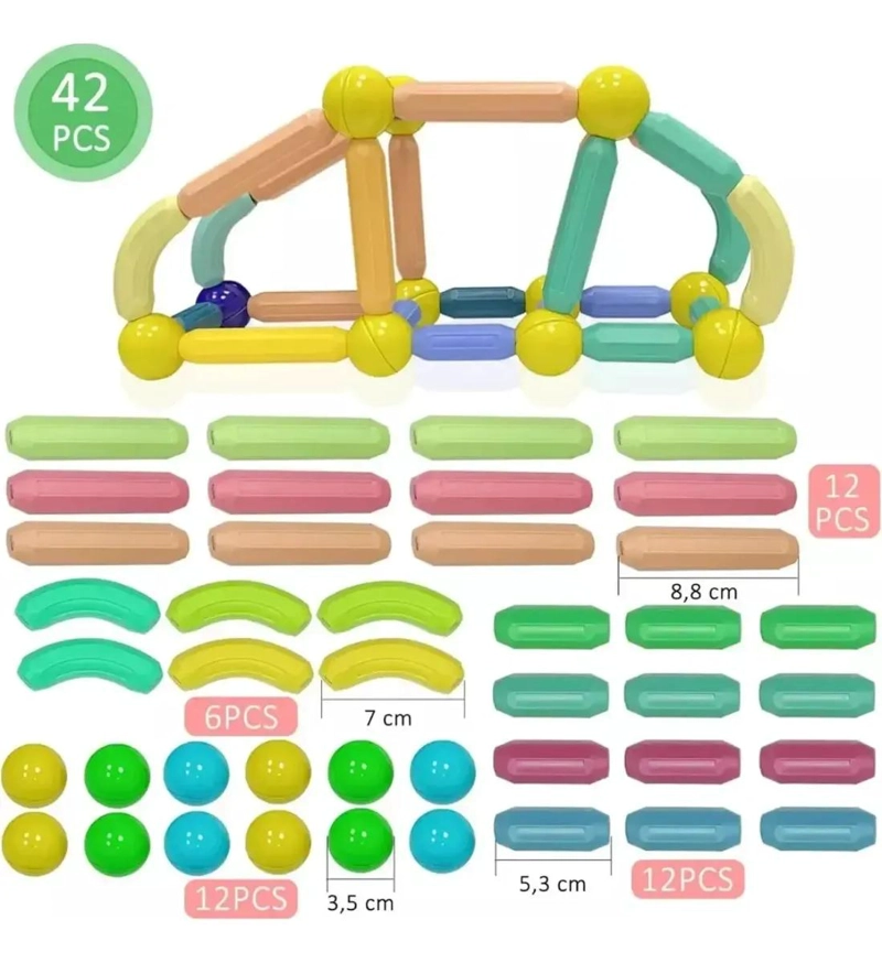 JUGUETE DIDACTICO DE CONSTRUCCION CON 42 BLOQUES MAGNE TICOS - 5