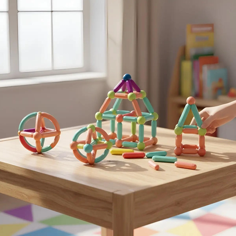 JUGUETE DIDACTICO DE CONSTRUCCION CON 42 BLOQUES MAGNE TICOS - 6