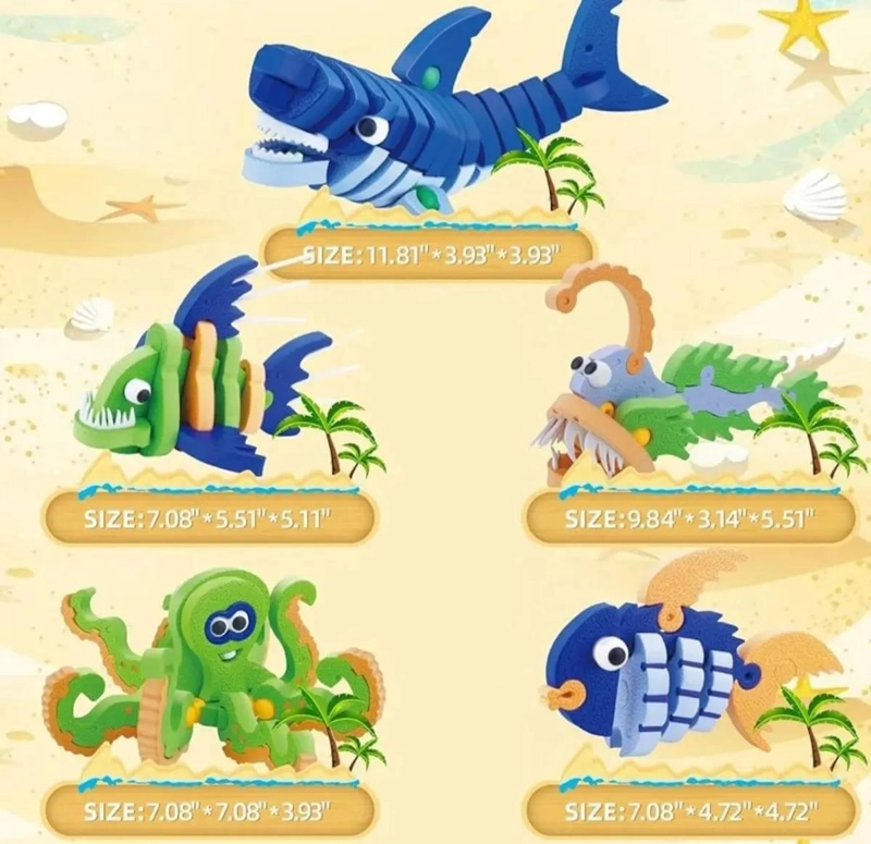 SET DE BLOQUES 3D DE ANIMALES MARINOS PARA NIÑOS - 1