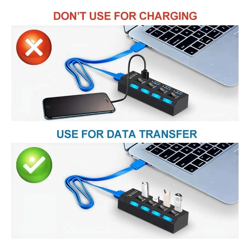 HUB USB 2.0 DE 4 PUERTOS CON INTERRUPTOR Y LUZ INDICADORA - 2