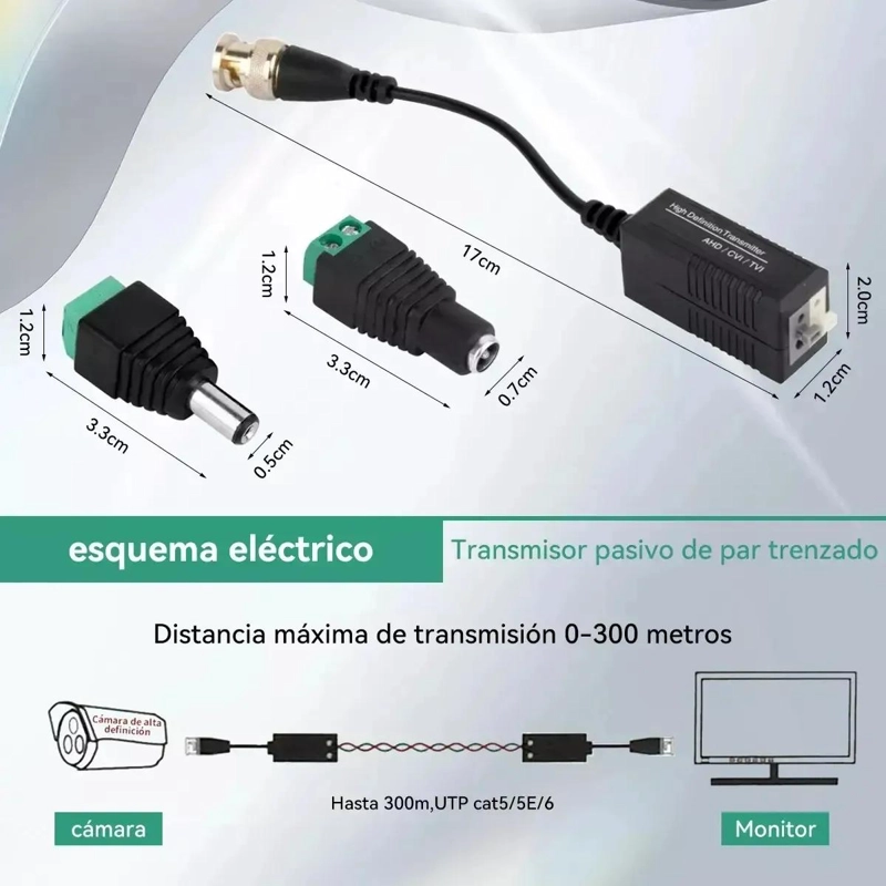KIT DE 6 BALUNS DE VIDEO HD Y CONECTORES DE ENERGIA - 7