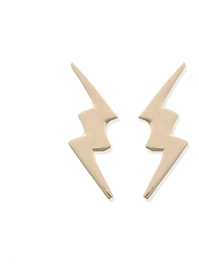 PENDIENTES DE PLATA 925 CON BAÑO DE ORO EN FORMA DE RAYO - 1