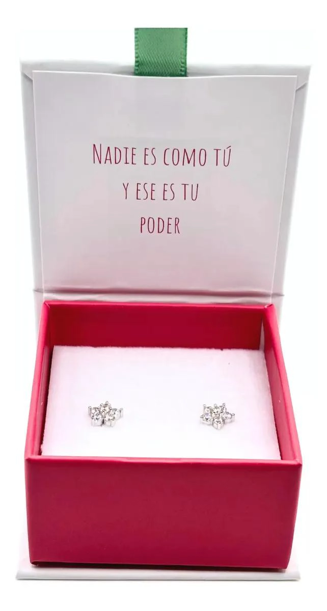 ARO DE PLATA 925 CON CIRCONES TRANSPARENTES EN FORMA DE FLOR - 4