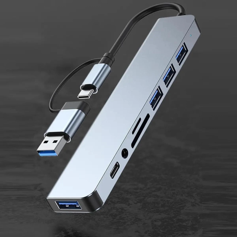 ADAPTADOR USB TIPO C 8 EN 2 PARA CONEXIONES MULTIPLES - 3