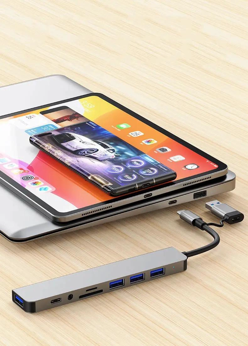 ADAPTADOR USB TIPO C 8 EN 2 PARA CONEXIONES MULTIPLES - 4