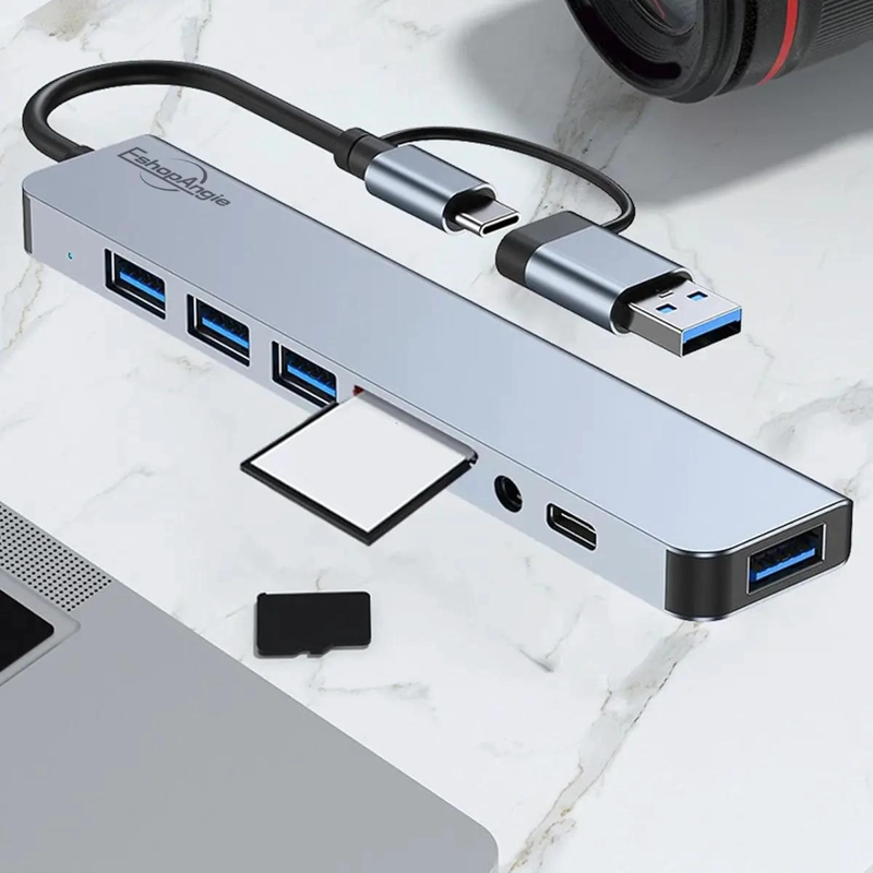 ADAPTADOR USB TIPO C 8 EN 2 PARA CONEXIONES MULTIPLES - 5
