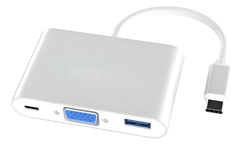 ADAPTADOR HUB TIPO C A VGA Y USB 3.0 3 EN 1 - 1