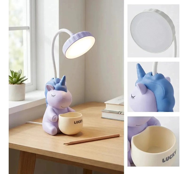 LAMPARA DE ESCRITORIO INFANTIL UNICORNIO CON SACAPUNTAS - 7