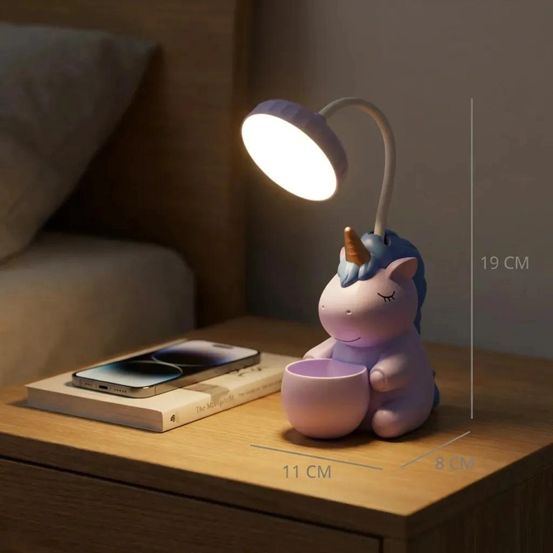 LAMPARA DE ESCRITORIO INFANTIL UNICORNIO CON SACAPUNTAS - 8