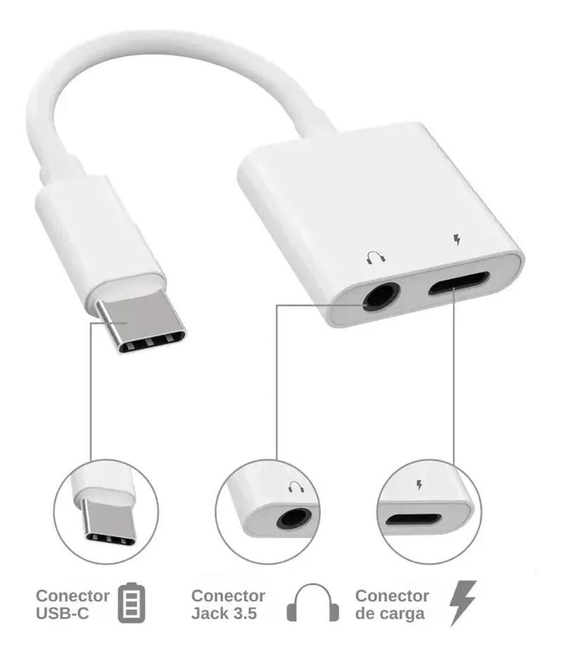 ADAPTADOR DE AUDIO TIPO C A 3.5 MM PARA CARGA Y AUDIO - 2
