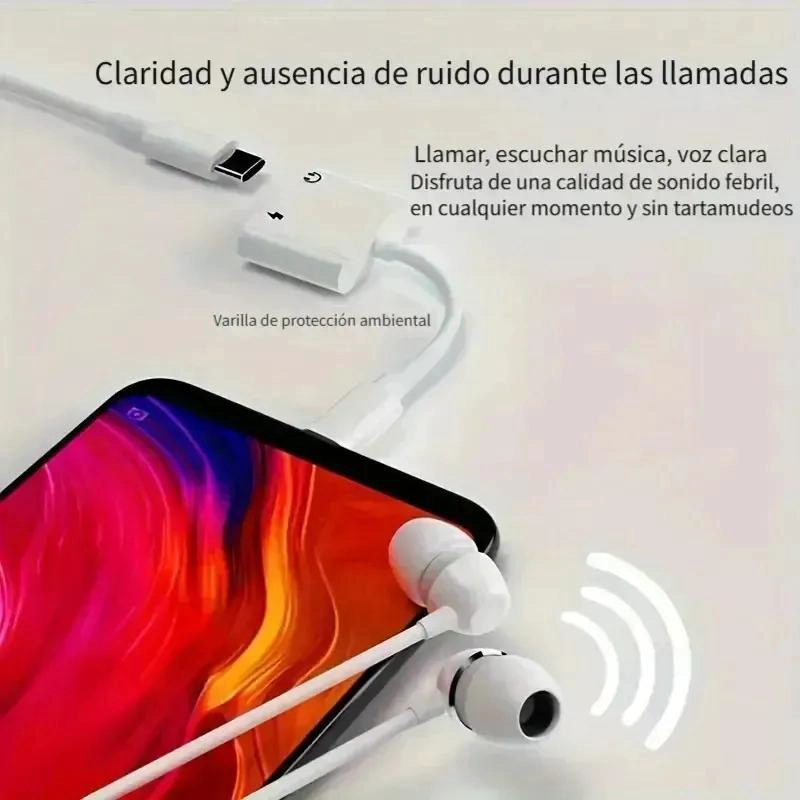 ADAPTADOR DE AUDIO TIPO C A 3.5 MM PARA CARGA Y AUDIO - 5
