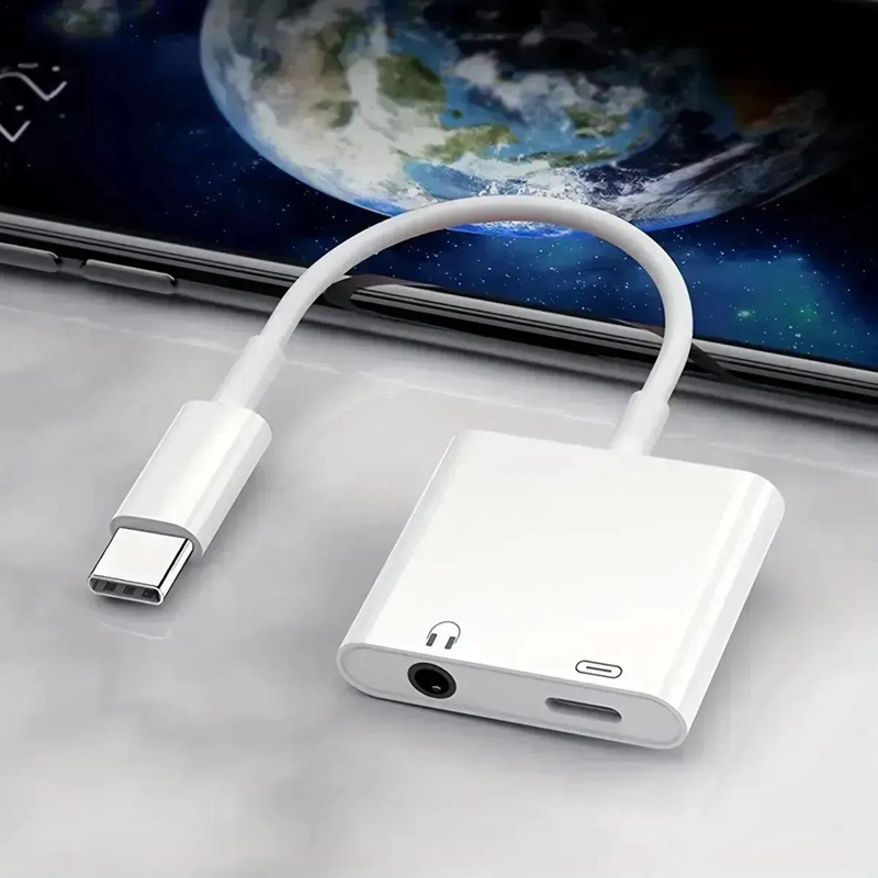 ADAPTADOR DE AUDIO TIPO C A 3.5 MM PARA CARGA Y AUDIO - 6