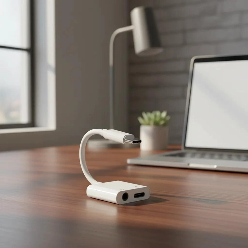 ADAPTADOR DE AUDIO TIPO C A 3.5 MM PARA CARGA Y AUDIO - 7
