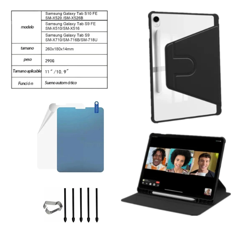 FUNDA PROTECTORA PARA SAMSUNG GALAXY TAB S9 Y S10 FE CON MICA - 3