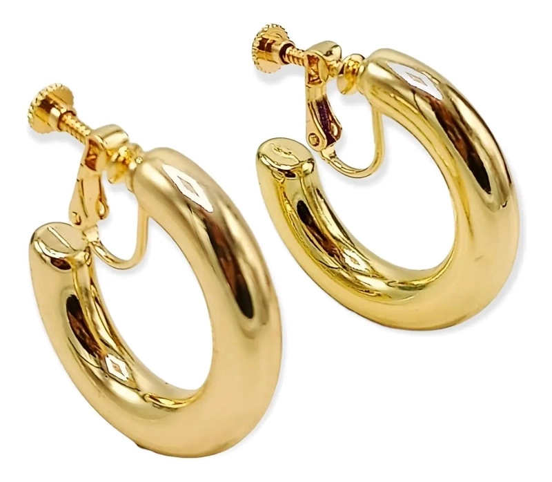 AROS CHUNKY DELGADOS BAÑADOS EN ORO CON CIERRE DE CLIP - 1