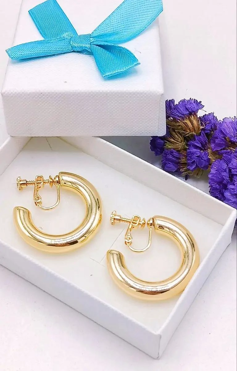 AROS CHUNKY DELGADOS BAÑADOS EN ORO CON CIERRE DE CLIP - 2
