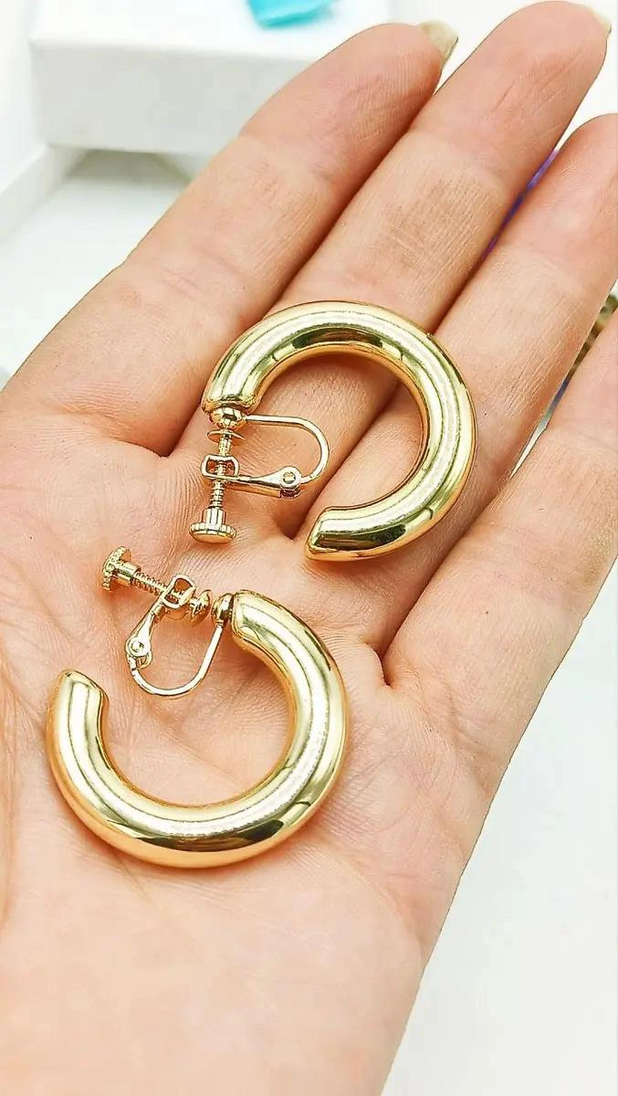 AROS CHUNKY DELGADOS BAÑADOS EN ORO CON CIERRE DE CLIP - 5