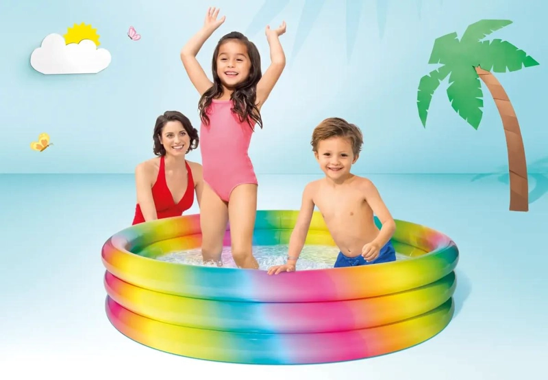 PISCINA INFLABLE REDONDA PARA NIÑOS CON DISEÑO COLORIDO - 4