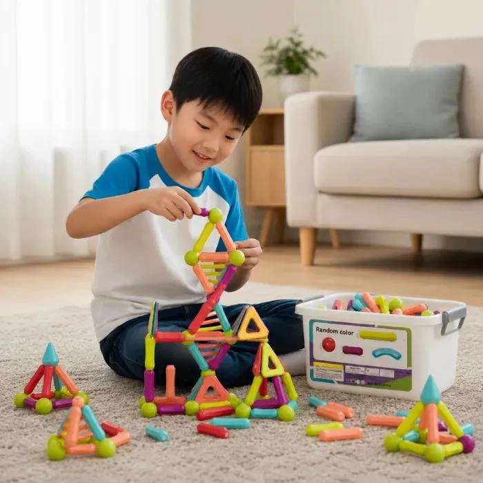 SET DE 72 BLOQUES MAGNE TICOS PARA CONSTRUCCION INFANTIL - 1