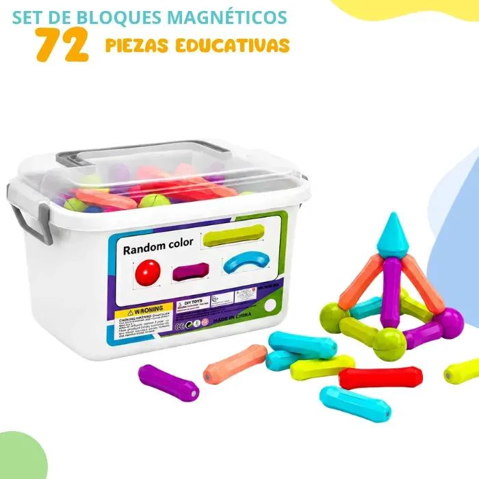 SET DE 72 BLOQUES MAGNE TICOS PARA CONSTRUCCION INFANTIL - 3