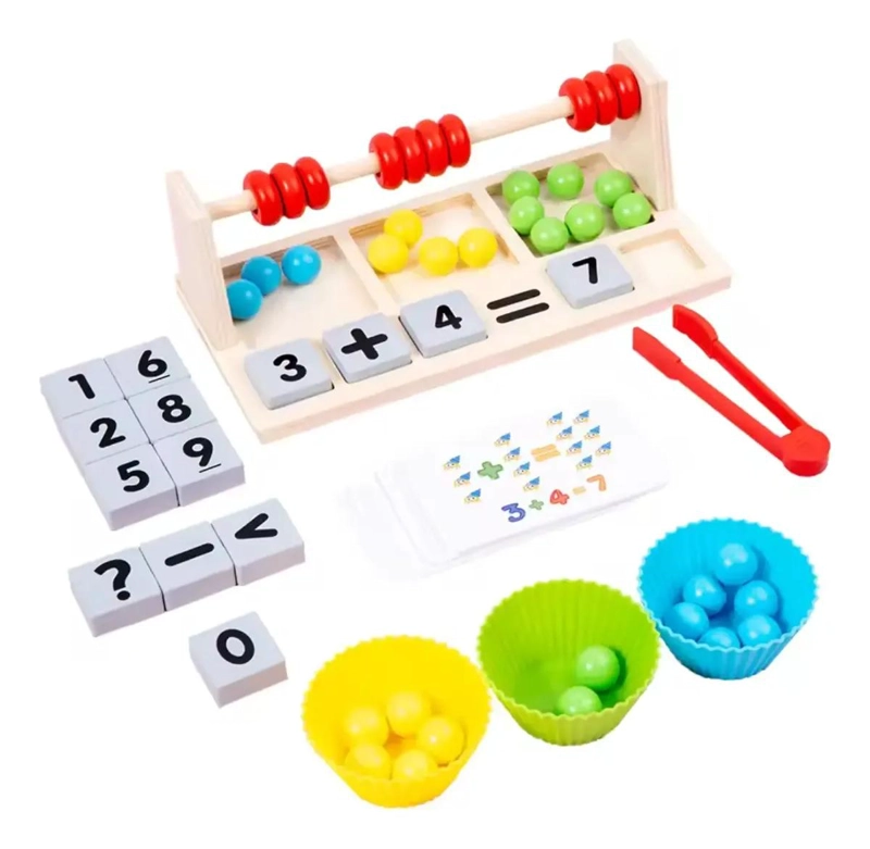 KIT EDUCATIVO DE MATEMATICAS CON CUBOS Y ABACO PARA NIÑOS - 3