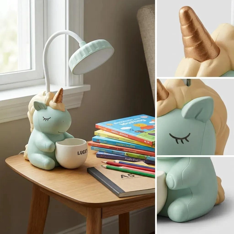 LAMPARA DE ESCRITORIO INFANTIL CON SACAPUNTAS Y PORTALAPICES - 3