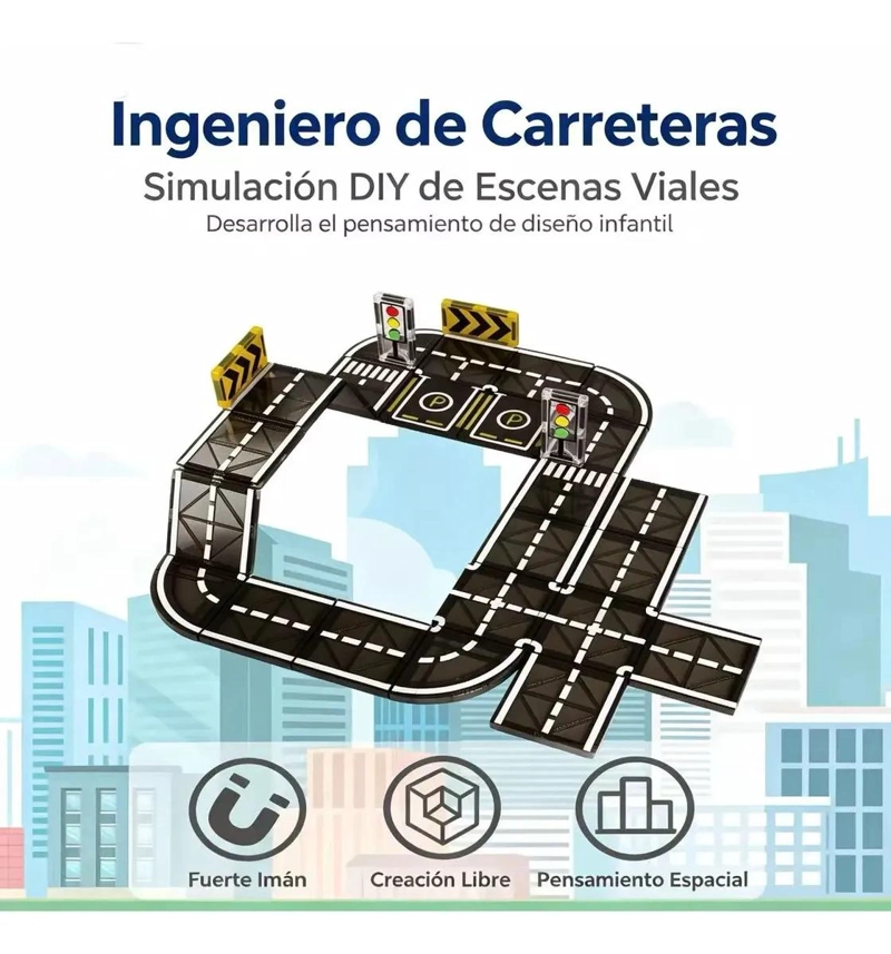 BLOQUES MAGNE TICOS DE CONSTRUCCION PARA PISTAS URBANAS 28 PIEZAS - 3