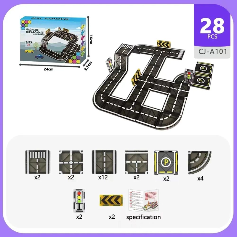 BLOQUES MAGNE TICOS DE CONSTRUCCION PARA PISTAS URBANAS 28 PIEZAS - 5
