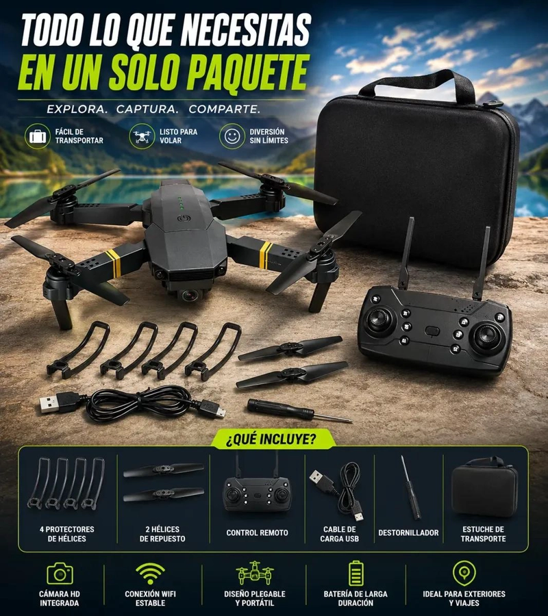 DRONE PLEGABLE CON CAMARA 4K Y GIROS 360° - 3