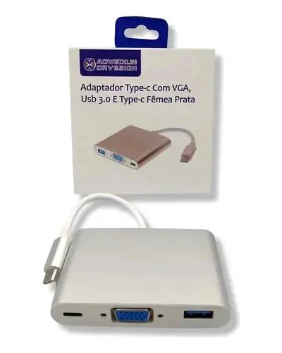 ADAPTADOR TIPO C A VGA Y USB 3.0 HEMBRA ROSE GOLD - 1