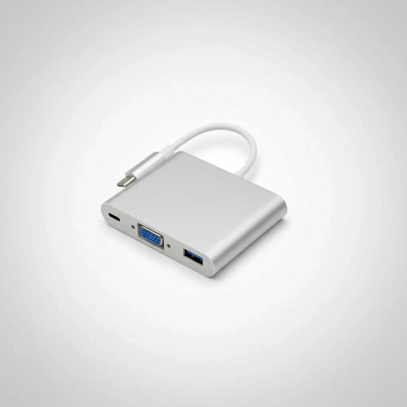 ADAPTADOR TIPO C A VGA Y USB 3.0 HEMBRA ROSE GOLD - 10