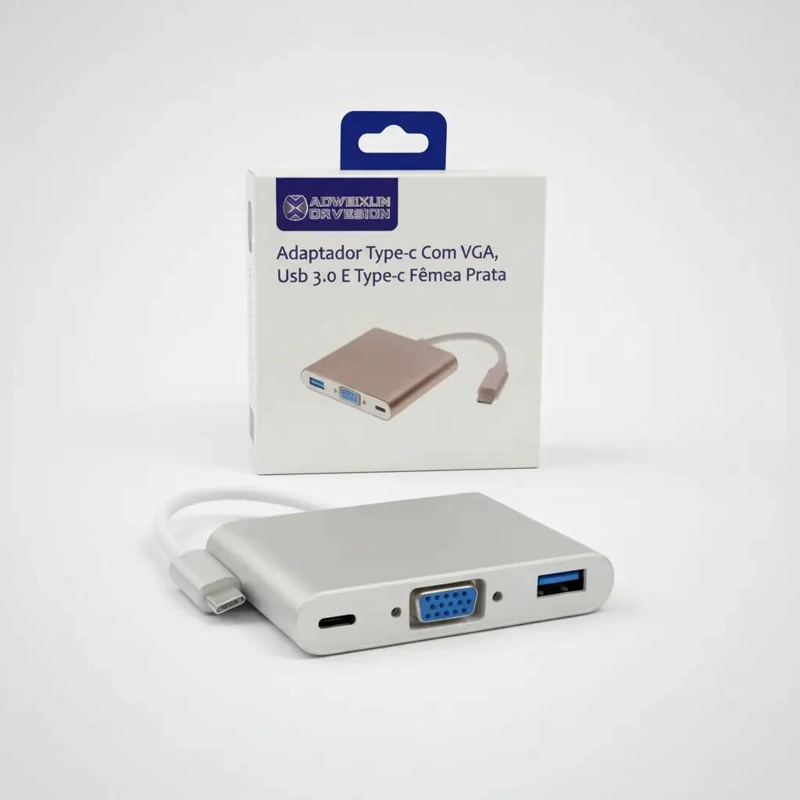 ADAPTADOR TIPO C A VGA Y USB 3.0 HEMBRA ROSE GOLD - 5