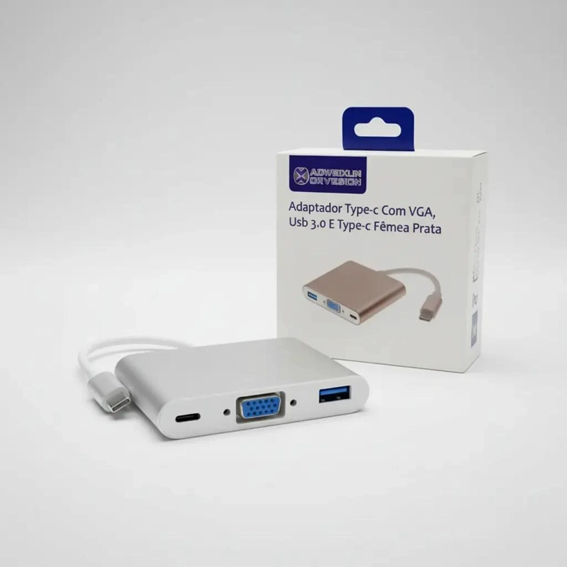 ADAPTADOR TIPO C A VGA Y USB 3.0 HEMBRA ROSE GOLD - 8