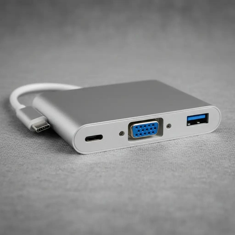 ADAPTADOR TIPO C A VGA Y USB 3.0 HEMBRA ROSE GOLD - 9
