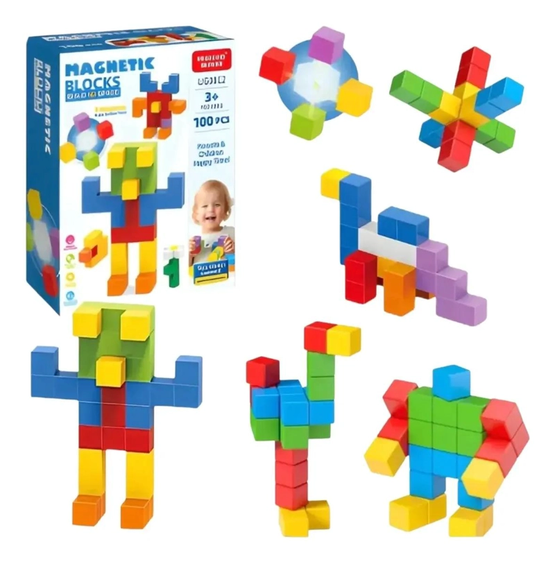 BLOQUES MAGNE TICOS 3D PARA DESARROLLO INFANTIL 100 PIEZAS - 4