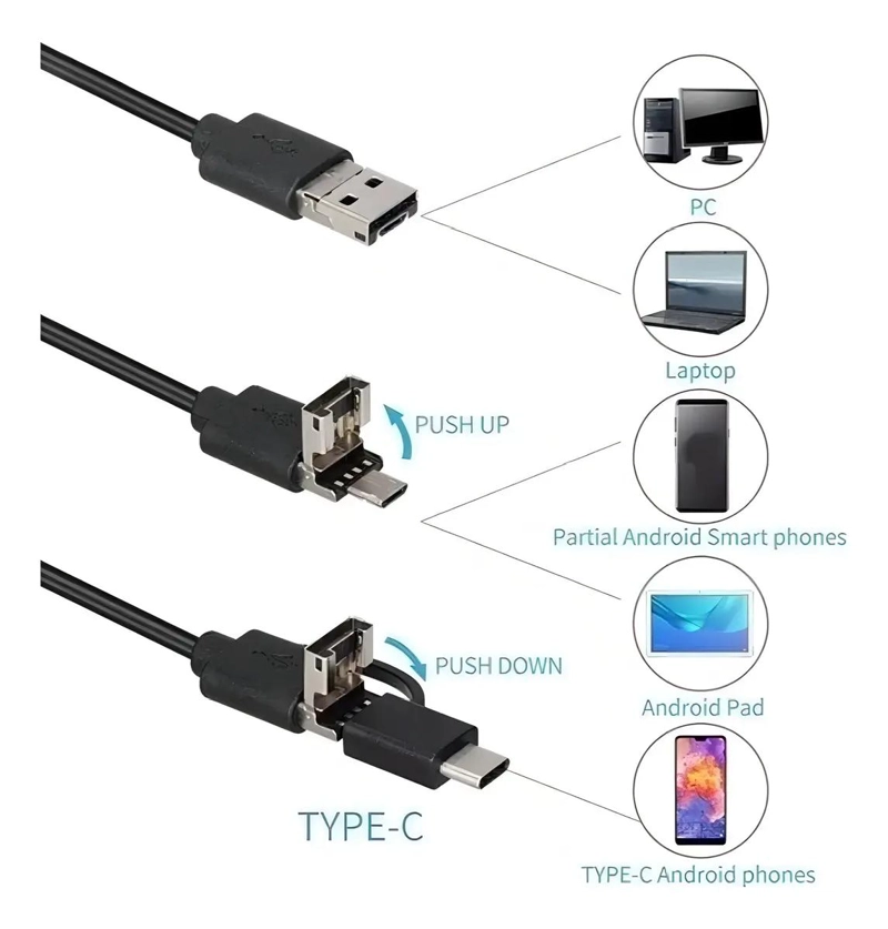 CAMARA ENDOSCOPICA FLEXIBLE USB DE 5 METROS PARA INSPECCION - 6