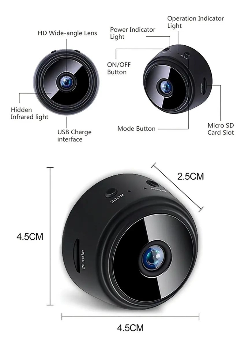 CAMARA ESPIA WIFI VISION NOCTURNA HD 1080P RECARGABLE - 9