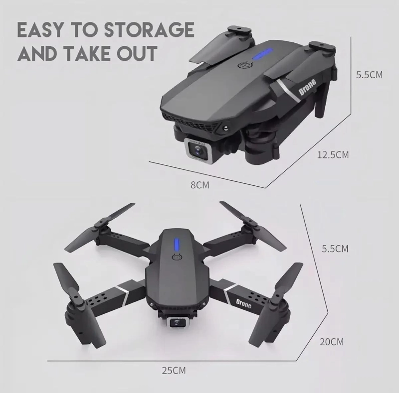 DRON INFANTIL E88 CON CAMARA HD 1080MP Y CONTROL REMOTO - 7
