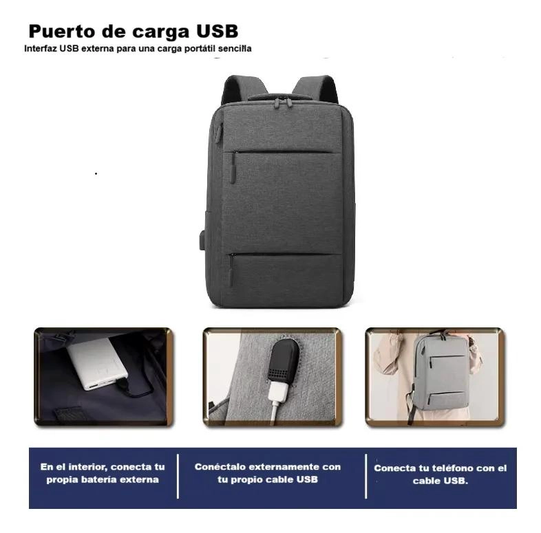 MOCHILA URBANA IMPERMEABLE COMPACTA CON CARGADOR USB - 2