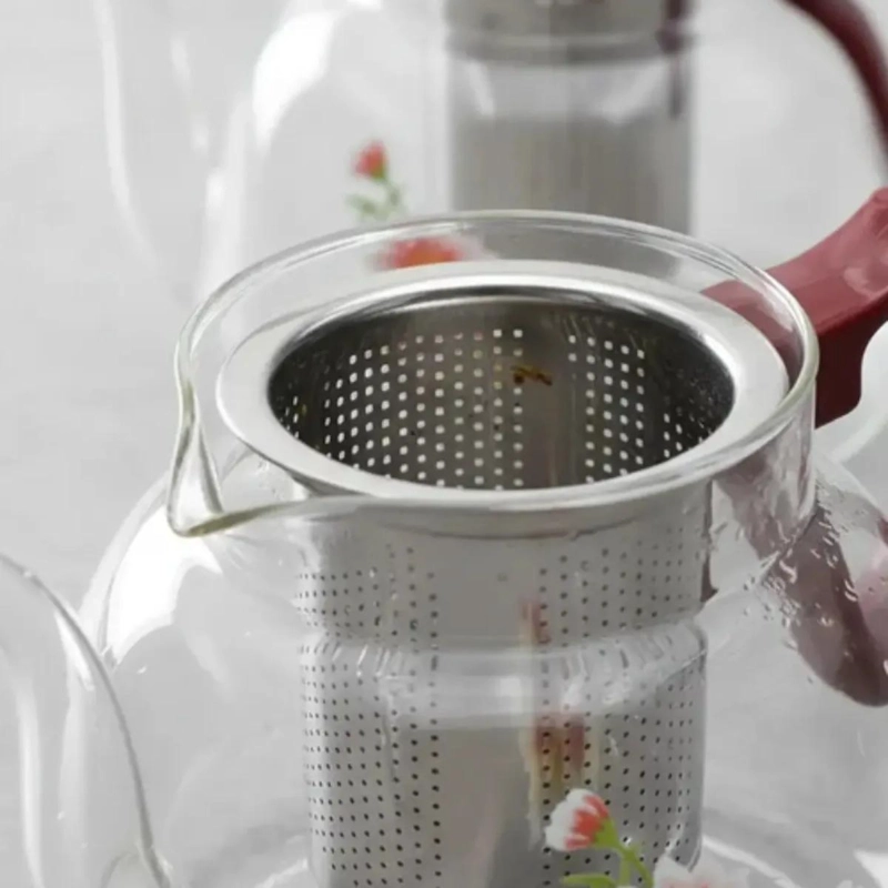 TETERA DE VIDRIO CON INFUSOR DE ACERO 1400ML DISEÑO FLORAL - 3
