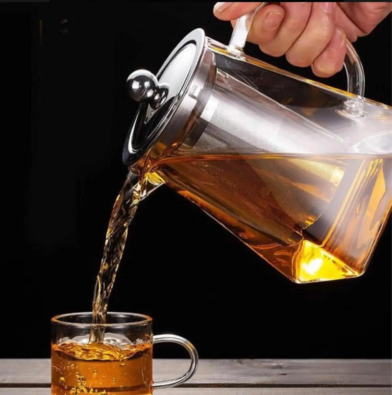 TETERA DE VIDRIO RESISTENTE AL FUEGO CON INFUSOR DE ACERO INOXIDABLE - 6