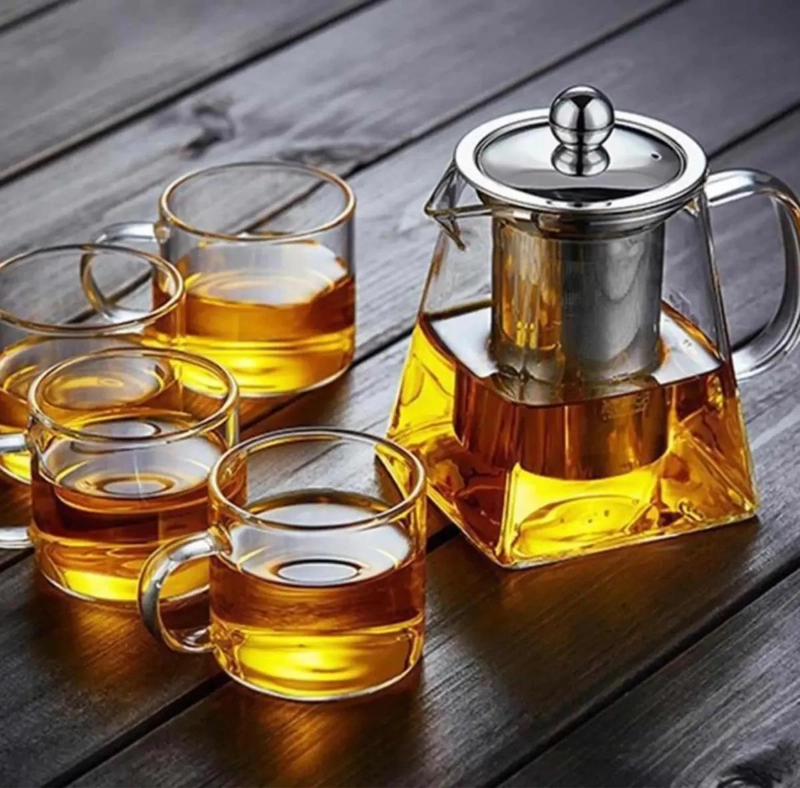 TETERA DE VIDRIO RESISTENTE AL FUEGO CON INFUSOR DE ACERO INOXIDABLE - 7