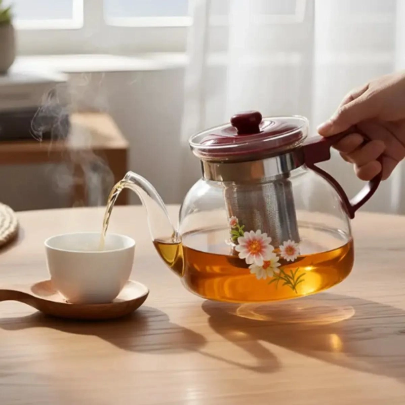 TETERA DE VIDRIO CON INFUSOR DE 1200 ML PARA PREPARAR TE - 1