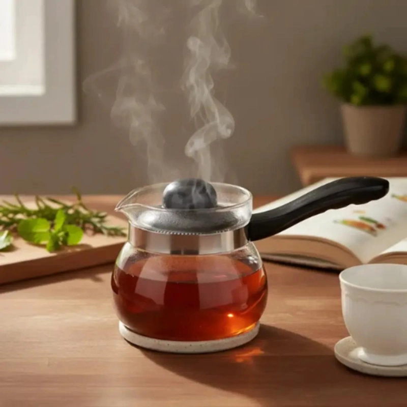 CAFETERA TETERA DE VIDRIO 1050ML CON MANGO Y TAPA - 1