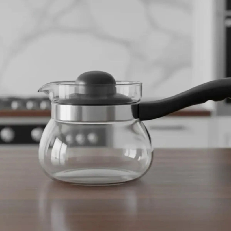 CAFETERA TETERA DE VIDRIO 1050ML CON MANGO Y TAPA - 3