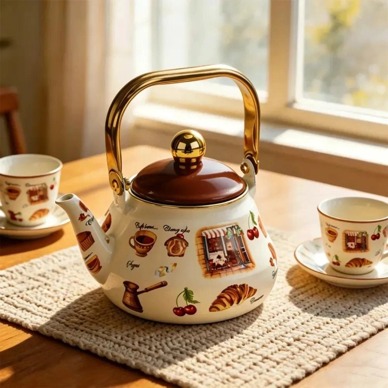 TETERA ESMALTADA RETRO DE 1.5L PARA BEBIDAS CALIENTES - 9