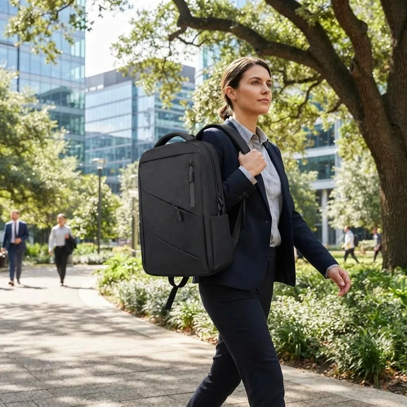 MOCHILA IMPERMEABLE PARA NOTEBOOK CON PUERTO USB Y GRAN CAPACIDAD - 4