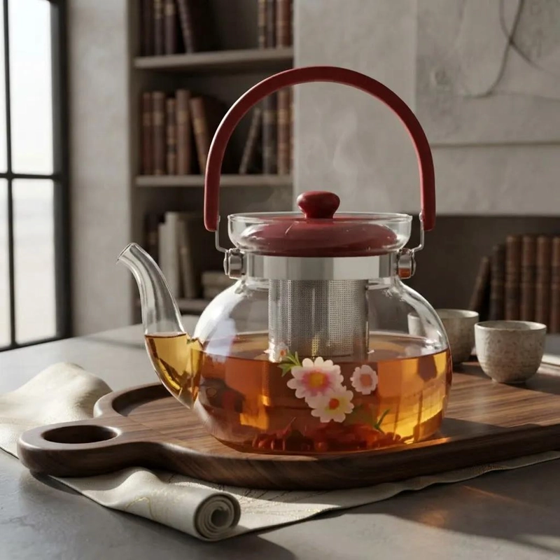 TETERA DE VIDRIO CON INFUSOR DE 900 ML PARA INFUSIONES - 1